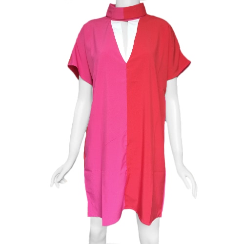 New Fashion Women Dress Contrast Color Turtle Neck Short Sleeve Loose Elegant Mini Dress Red
New Fashion Women Dress Contrast Color Turtle Neck Short Sleeve Loose Elegant Mini Dress Red