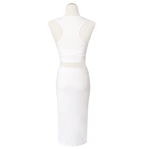 Sexy Women Two Piece Set Cross Strap Ornament Crew Neck Sleeveless Crop Top Stretch High Waist Midi Skirt Bandage Dress
Sexy Women Two Piece Set Cross Strap Ornament Crew Neck Sleeveless Crop Top Stretch High Waist Midi Skirt Bandage Dress