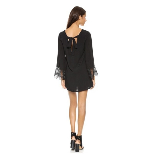 Fashion Women Dress Crochet Lace Patchwork Deep V Back Self-tie Strap Reverse Dress Black/White
Fashion Women Dress Crochet Lace Patchwork Deep V Back Self-tie Strap Reverse Dress Black/White