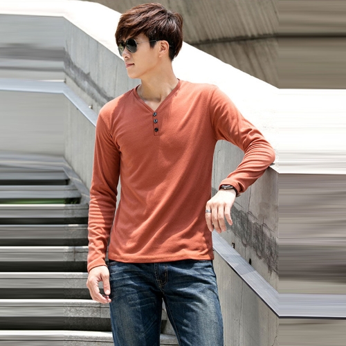Fashion Men Slim T-Shirt Buttons V-Neck Long Sleeves Casual Tops Pullover Dark Orange
Fashion Men Slim T-Shirt Buttons V-Neck Long Sleeves Casual Tops Pullover Dark Orange