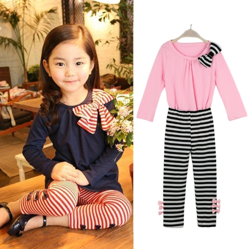 New Fashion Kids Girls Clothing Set Bowknot Pullover Tops Striped Pants Pink/Dark Blue
New Fashion Kids Girls Clothing Set Bowknot Pullover Tops Striped Pants Pink/Dark Blue