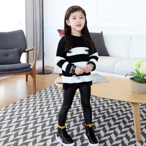 New Kids Girls Stretchy Leggings Faux PU Leather Elastic Waist Skinny Pants Trousers Black New Kids Girls Stretchy Leggings Faux PU Leather Elastic Waist Skinny Pants Trousers Black