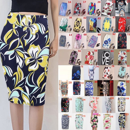 New Women Pencil Skirt Vintage Print High Waist Split Slim Elegant Retro OL Bodycon Midi Skirt New Women Pencil Skirt Vintage Print High Waist Split Slim Elegant Retro OL Bodycon Midi Skirt