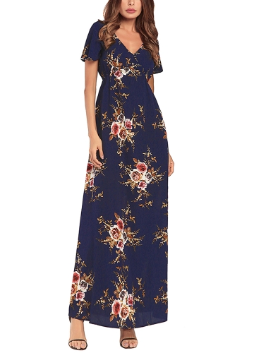 Богемианская шифоновая флористическая печать Deep V с коротким рукавом Slim Holiday Long Dress
Богемианская шифоновая флористическая печать Deep V с коротким рукавом Slim Holiday Long Dress