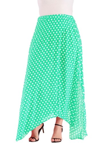 

Vintage Women High Waist Polka Dot Maxi Dress Side Slit Asymmetric Hem Summer Retro Long Skirt