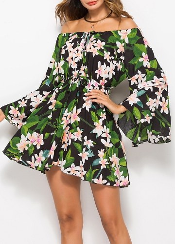Vintage Off the Shoulder Floral Elastic Waist Skirt Flare Sleeve Drawstring Mini Dress
Vintage Off the Shoulder Floral Elastic Waist Skirt Flare Sleeve Drawstring Mini Dress