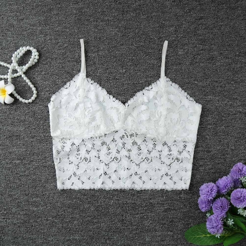 Sexy Lace Hollow Out V-Neck Sleeveless Slim White Camis