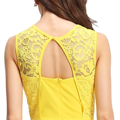 Sexy Women Sleeveless Dress Lace Splice Cut Out Back Slim Bodycon Mini Dress Evening Party Clubwear Yellow
Sexy Women Sleeveless Dress Lace Splice Cut Out Back Slim Bodycon Mini Dress Evening Party Clubwear Yellow
