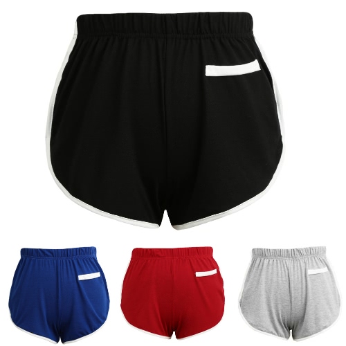 Fashion Women Sports Shorts Contrast Fake Pockets Elastic Waist Running Workout Active Casual Shorts Fashion Women Sports Shorts Contrast Fake Pockets Elastic Waist Running Workout Active Casual Shorts