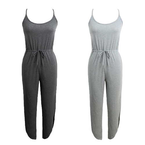 New Fashion Women Jumpsuit Spaghetti Strap Drawstring Waist Side Split Solid Playsuit Rompers Light Grey/Grey
New Fashion Women Jumpsuit Spaghetti Strap Drawstring Waist Side Split Solid Playsuit Rompers Light Grey/Grey