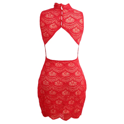 Sexy Women Bodycon Lace Dress Turtleneck Button Back Lined Clubwear Party Mini Dress Black/Blue/Red
Sexy Women Bodycon Lace Dress Turtleneck Button Back Lined Clubwear Party Mini Dress Black/Blue/Red