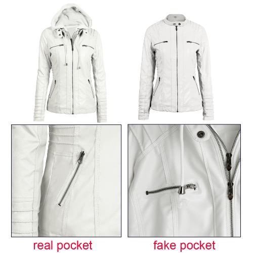 Women’s Faux Leather Hooded Jacket Zippered Hoodie Short Slim Motorcycle Jacket Coat Women’s Faux Leather Hooded Jacket Zippered Hoodie Short Slim Motorcycle Jacket Coat