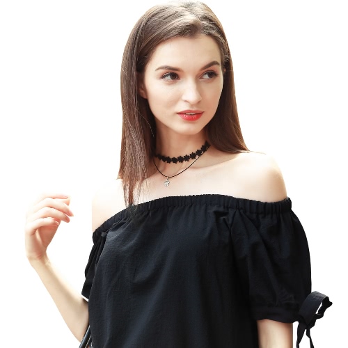 New Fashion Women Dress Slash Neck Self Tie Cuff Off Shoulder Short Sleeves Casual Loose Dress Black
New Fashion Women Dress Slash Neck Self Tie Cuff Off Shoulder Short Sleeves Casual Loose Dress Black