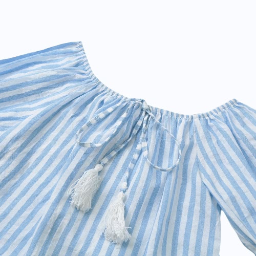 New Sexy Women Off Shoulder Blouse Stripes 3/4 Bell Sleeves Slash Neck Pullover Casual Top Blue
New Sexy Women Off Shoulder Blouse Stripes 3/4 Bell Sleeves Slash Neck Pullover Casual Top Blue