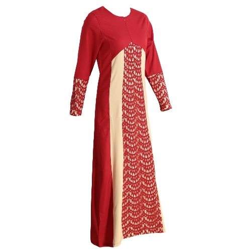 New Fashion Women Muslim Maxi Dress Contrast Color Pitches Long Sleeve Abaya Kaftan Islamic Indonesia Robe Long Dress New Fashion Women Muslim Maxi Dress Contrast Color Pitches Long Sleeve Abaya Kaftan Islamic Indonesia Robe Long Dress