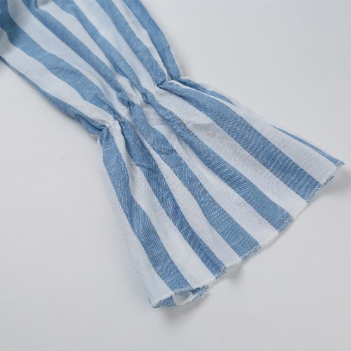 New Sexy Women Striped Shirt Off the Shoulder Blouse Long Sleeves Slash Neck Casual Top Blue New Sexy Women Striped Shirt Off the Shoulder Blouse Long Sleeves Slash Neck Casual Top Blue