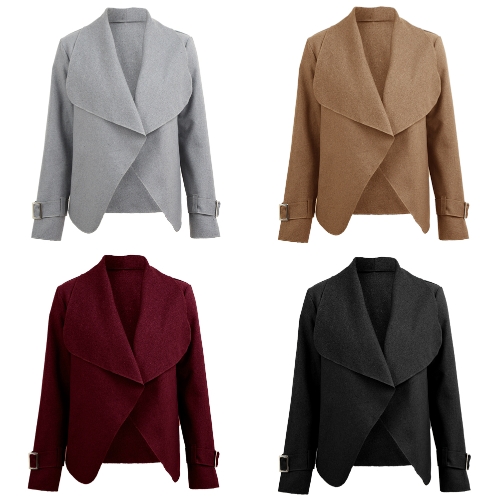 Women Short Coat Cardigan Turn-down Collar Open Front Long Sleeves Jacket Outwear Casual Overcoats Autumn Women Short Coat Cardigan Turn-down Collar Open Front Long Sleeves Jacket Outwear Casual Overcoats Autumn