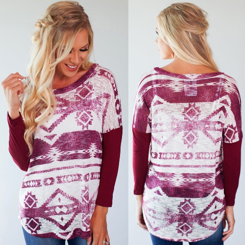 Women Long Sleeves T-Shirt Knitted Splicing Ethnic Boho Print Dropped Shoulder Casual Long Tees Pullovers Tops
Women Long Sleeves T-Shirt Knitted Splicing Ethnic Boho Print Dropped Shoulder Casual Long Tees Pullovers Tops