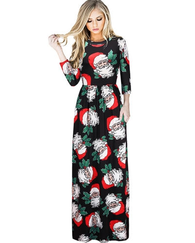 Fashion Women Christmas Santa Claus Printed Long Sleeve Dress O Neck A-Line Swing Xmas Floor-length Dress
Fashion Women Christmas Santa Claus Printed Long Sleeve Dress O Neck A-Line Swing Xmas Floor-length Dress