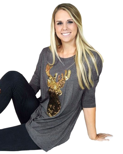 Autumn Winter Women Blouse Long Sleeves Sparkling Sequin Deer Casual Loose Christmas Top Pullover
Autumn Winter Women Blouse Long Sleeves Sparkling Sequin Deer Casual Loose Christmas Top Pullover