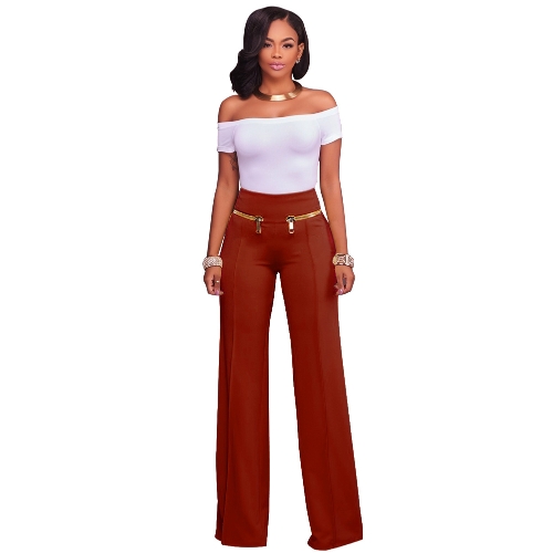 Women Casual Zipper Solid PantS