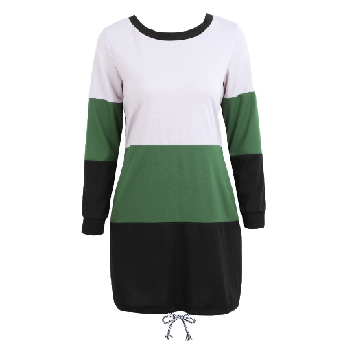 Women Casual Long Sleeve Dress Color Block Tie Back O-Neck Pockets Drawstring Loose Contrast T-Shirt Dress
Women Casual Long Sleeve Dress Color Block Tie Back O-Neck Pockets Drawstring Loose Contrast T-Shirt Dress