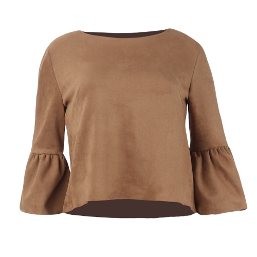 Женщины Suede Top Shirt Flare Sleeves Round Neck Элегантная повседневная пуловерная верхняя блузка Brown
Женщины Suede Top Shirt Flare Sleeves Round Neck Элегантная повседневная пуловерная верхняя блузка Brown