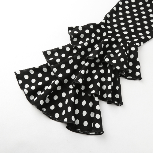 Women Polka Dot Ruffle Blouse Top Long Sleeves O-Neck Elegant Casual Shirt Black Women Polka Dot Ruffle Blouse Top Long Sleeves O-Neck Elegant Casual Shirt Black