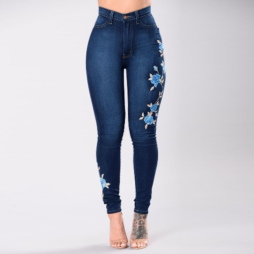 Sexy Women Embroidered Stretch Jeans High Waist Button Zipper Pockets Skinny Pencil Denim Pants
Sexy Women Embroidered Stretch Jeans High Waist Button Zipper Pockets Skinny Pencil Denim Pants