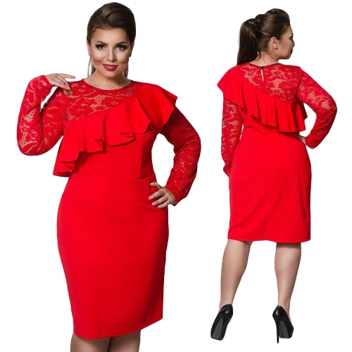 Женщины Плюс Размер Платье Кружева O-образным вырезом Карандаш Party Dress Ladies Ruffle Bodycon Slim Midi Club Vestidos
Женщины Плюс Размер Платье Кружева O-образным вырезом Карандаш Party Dress Ladies Ruffle Bodycon Slim Midi Club Vestidos