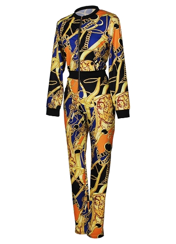 Sexy Women Jumpsuit Contrast Colorblock Chain Print Zipper Long Sleeve Bodycon Night Clubwear Yellow
Sexy Women Jumpsuit Contrast Colorblock Chain Print Zipper Long Sleeve Bodycon Night Clubwear Yellow
