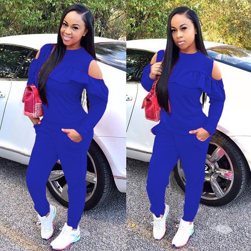 New Sexy Women Cold Shoulder Two-Piece Set O Neck Long Sleeve Ruffle Top High Waist Pants Suit
New Sexy Women Cold Shoulder Two-Piece Set O Neck Long Sleeve Ruffle Top High Waist Pants Suit