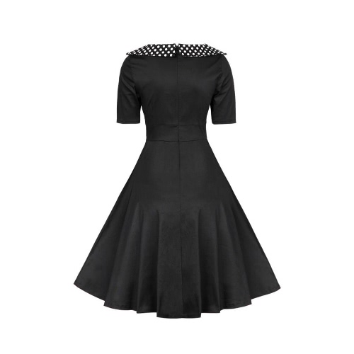 Women Vintage Dress Polka Dot O-Neck A-Line Short Sleeves High Waist Back Zipper Elegant Retro Dress Black/Burgundy
Women Vintage Dress Polka Dot O-Neck A-Line Short Sleeves High Waist Back Zipper Elegant Retro Dress Black/Burgundy