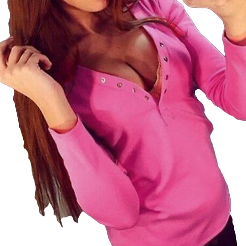 New Fashion Women T-shirt Deep V Neck Buttons Long Sleeve Solid Color Slim Sexy Casual Tops Tees
New Fashion Women T-shirt Deep V Neck Buttons Long Sleeve Solid Color Slim Sexy Casual Tops Tees
