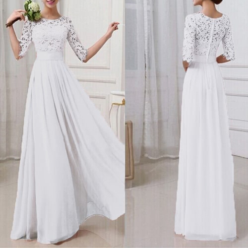 Women Dress Lace Chiffon Half Sleeve Slim Maxi Long Gown Elegant Princess Evening Party One-Piece
Women Dress Lace Chiffon Half Sleeve Slim Maxi Long Gown Elegant Princess Evening Party One-Piece