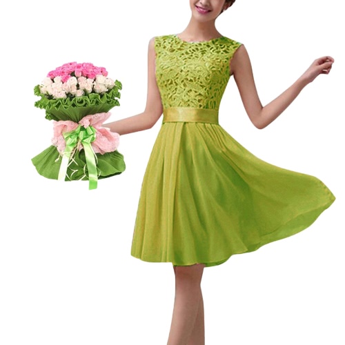 New Fashion Women Chiffon Lace Dress Sleeveless O Neck Solid Color Elegant Princess Party Dress
New Fashion Women Chiffon Lace Dress Sleeveless O Neck Solid Color Elegant Princess Party Dress