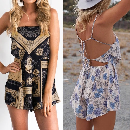 Fashion Boho Women Spaghetti Strap Jumpsuit Contrast Print Backless High Waist Short Romper Playsuit Black/Blue
Fashion Boho Women Spaghetti Strap Jumpsuit Contrast Print Backless High Waist Short Romper Playsuit Black/Blue