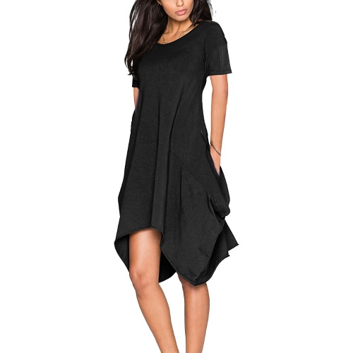 New Fashion Women Short Sleeve Dress Pockets Solid Color Round Neck Irregular Hem Casual Dress
New Fashion Women Short Sleeve Dress Pockets Solid Color Round Neck Irregular Hem Casual Dress