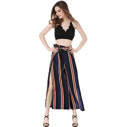 Women Wide Legs Cropped Pants Side Slit Contrast Striped Print Back Zipper Flared Loose Casual Trousers
Women Wide Legs Cropped Pants Side Slit Contrast Striped Print Back Zipper Flared Loose Casual Trousers