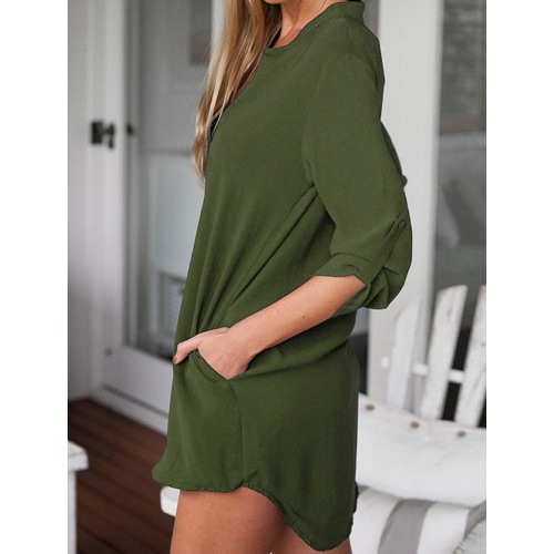 Women Chiffon Shirt Dress V Neck Pockets Roll up Long Sleeves Asymmetrical Solid Loose Casual Blouse Tunic Shirt
Women Chiffon Shirt Dress V Neck Pockets Roll up Long Sleeves Asymmetrical Solid Loose Casual Blouse Tunic Shirt