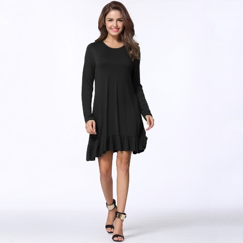 New Fashion Women Mini Dress Solid Color Ruffle Hem Round Neck Long Sleeve Pockets Casual One-Piece
New Fashion Women Mini Dress Solid Color Ruffle Hem Round Neck Long Sleeve Pockets Casual One-Piece
