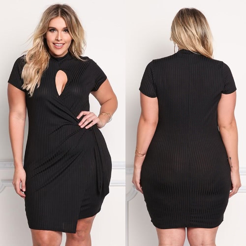 Sexy Women Plus Size Mini Dress Cutout Front Asymmetric Short Sleeve Solid Slim Bodycon Large Size Knitted Dress Black
Sexy Women Plus Size Mini Dress Cutout Front Asymmetric Short Sleeve Solid Slim Bodycon Large Size Knitted Dress Black