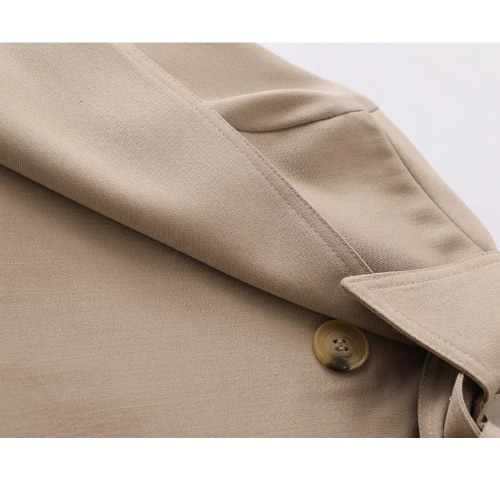 New Winter Lined Long Trench Coat Turn-down Collar Double-breasted Button Closure Long Sleeves Windbreaker Coat Khaki New Winter Lined Long Trench Coat Turn-down Collar Double-breasted Button Closure Long Sleeves Windbreaker Coat Khaki