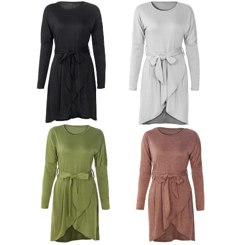 New Fashion Women Dress Wraparound Front Tie Waist Round Neck Long Sleeves Party Clubwear Mini Dress
New Fashion Women Dress Wraparound Front Tie Waist Round Neck Long Sleeves Party Clubwear Mini Dress