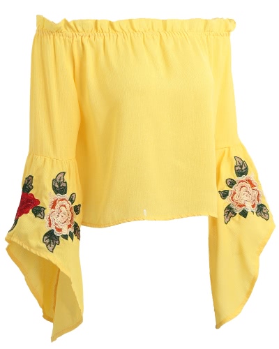 Women Embroidered Off Shoulder Top Bell Sleeves Floral Elastic Slash Neck Casual Shirt Blouse Top
Women Embroidered Off Shoulder Top Bell Sleeves Floral Elastic Slash Neck Casual Shirt Blouse Top