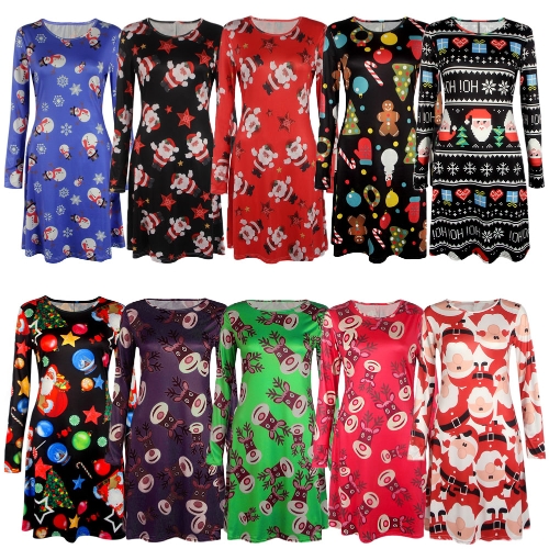 Women Christmas Print Dress Elk Snowflake Long Sleeve Casual Autumn Winter A-Line Party Dress
Women Christmas Print Dress Elk Snowflake Long Sleeve Casual Autumn Winter A-Line Party Dress