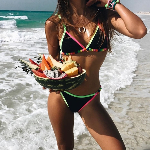 Women Bikini Swimsuit Set Contrast Trim Pom-Pom Triangle Two Pieces Bathing Swimwear
Women Bikini Swimsuit Set Contrast Trim Pom-Pom Triangle Two Pieces Bathing Swimwear