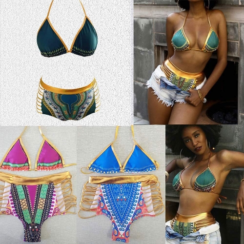 New Sexy Women Bikini Set Halter Neck Geometric Print High Waist Cutout Swimwear Two Pieces
New Sexy Women Bikini Set Halter Neck Geometric Print High Waist Cutout Swimwear Two Pieces
