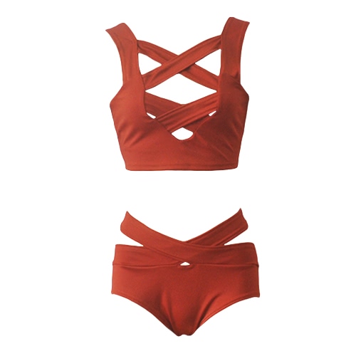 Sexy Women Bikini Set Swimsuit Cut Out Deep V-Neck High Waist Bandage Two Piece Swimwear Bathing Suit Sexy Women Bikini Set Swimsuit Cut Out Deep V-Neck High Waist Bandage Two Piece Swimwear Bathing Suit