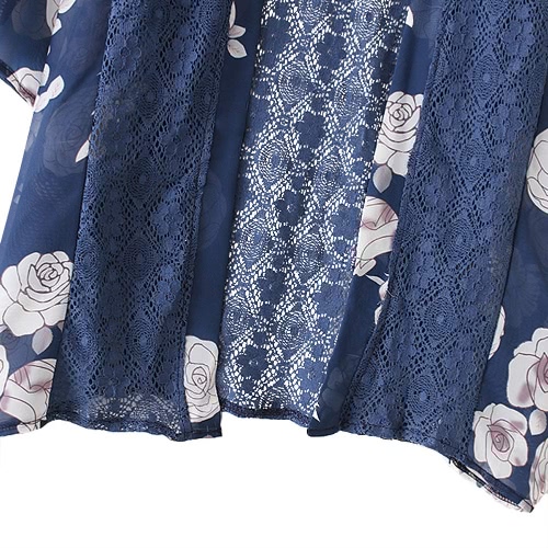 New Women Chiffon Kimono Cardigan Floral Print Hollow Out Loose Outerwear Beachwear Bikini Cover Up Blue New Women Chiffon Kimono Cardigan Floral Print Hollow Out Loose Outerwear Beachwear Bikini Cover Up Blue